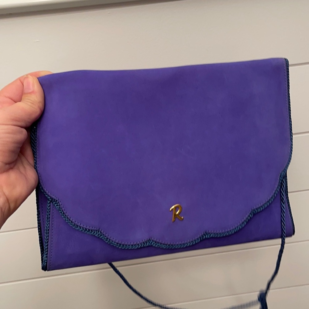 Italian Blue suede clutch